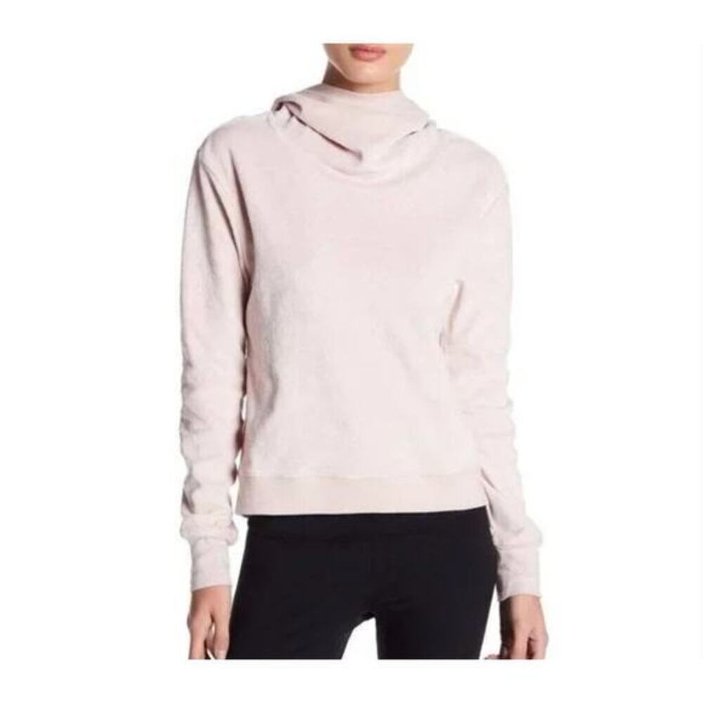 NWT Zella Feelin Fine BLACK Velour Pullover Cowl Neck‎ Hoodie Small